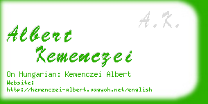 albert kemenczei business card